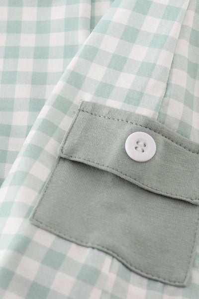 Sage Plaid Pocket Jon Jon: 9m