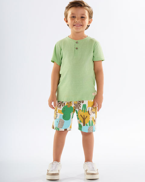 Green Top & Jungle Bermuda Set