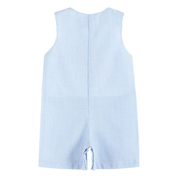 Blue Seersucker Pumpkin Shortalls