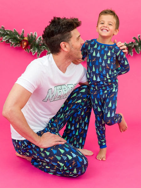 Merry Pines Blue Pajama Set