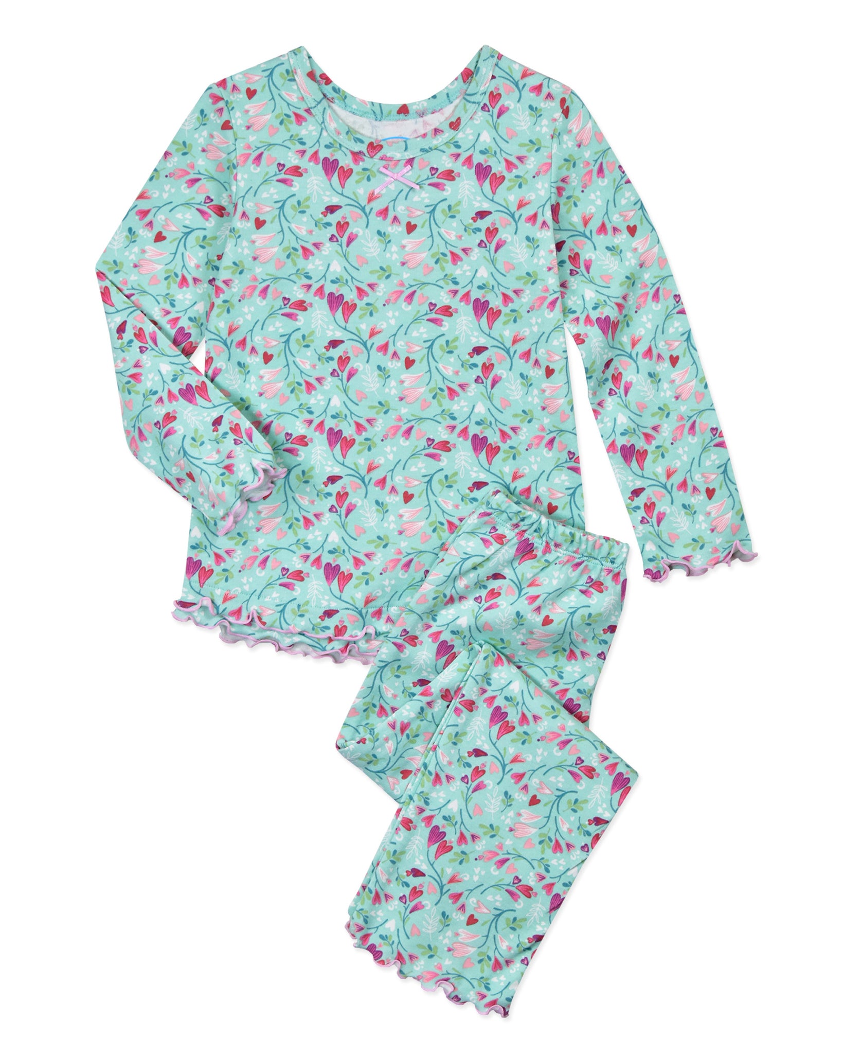 Heart Flower Ruffle Pajama Set