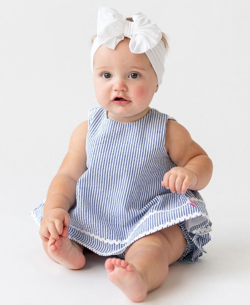 Blue Seersucker Swing Top and Bloomer Set