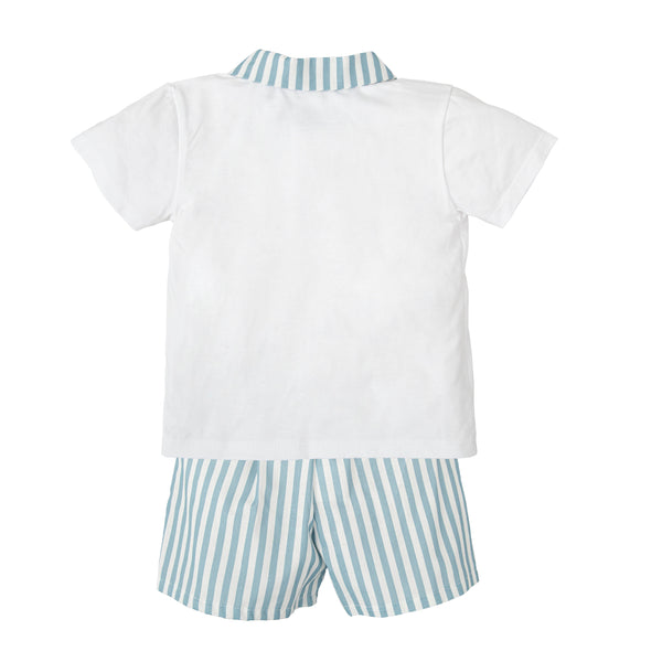 Turquoise Stripe Boy Set