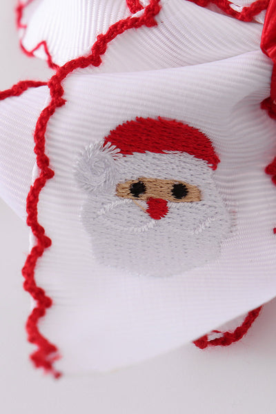 Santa Claus Embroidery Hair Bow