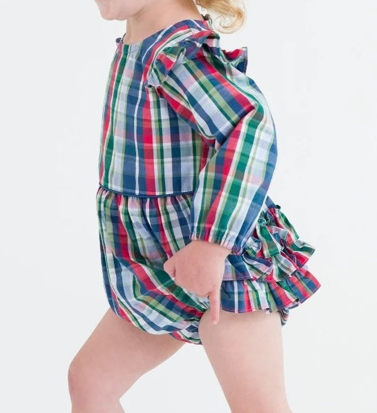 Jolly Plaid Bubble Romper