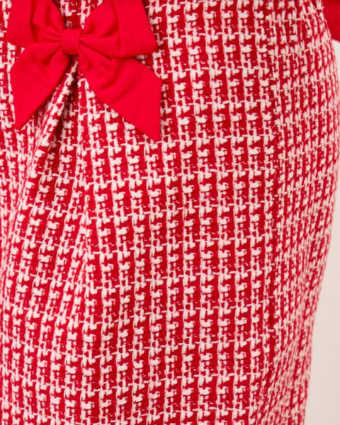 Charming Shimmer Tweed Bow Skirt