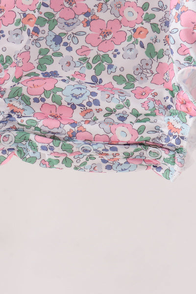 Blue Floral Smocked Bubble Romper