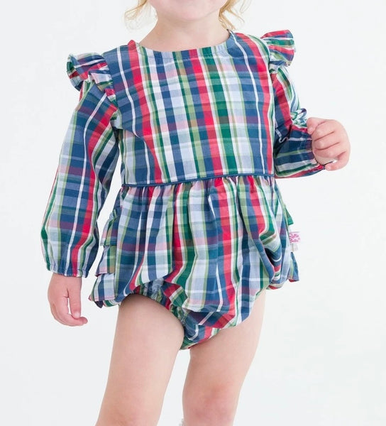 Jolly Plaid Bubble Romper