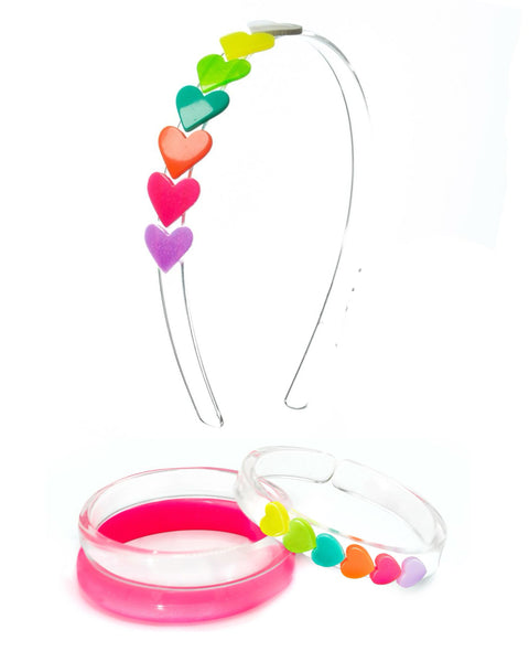 Neon Hearts Acrylic Headband