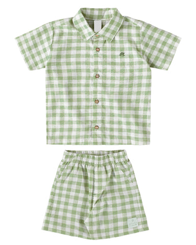 Green Gingham Woven Set