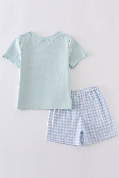 Blue Gingham Bunny Set