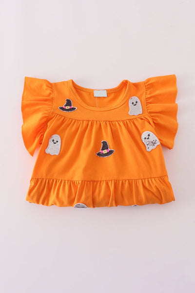Orange Trick or Treat Sequin Tiered Ruffle Dress: 2T & 5T