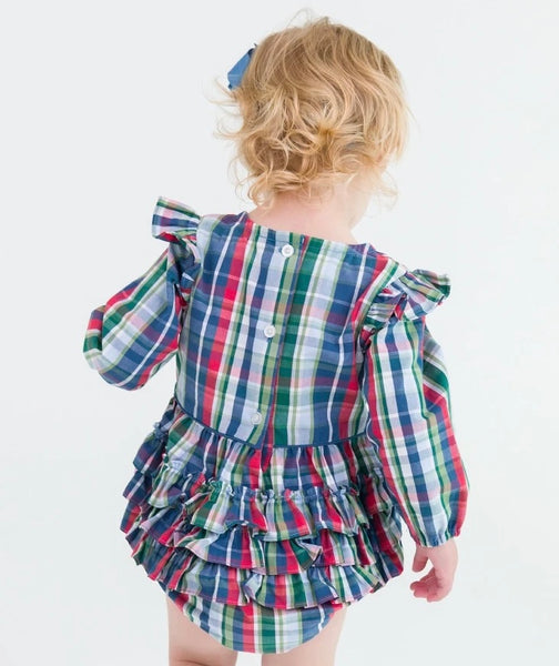 Jolly Plaid Bubble Romper