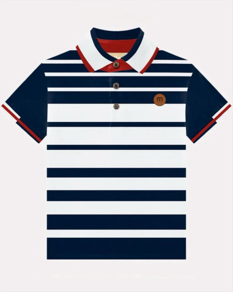 Navy Striped Polo