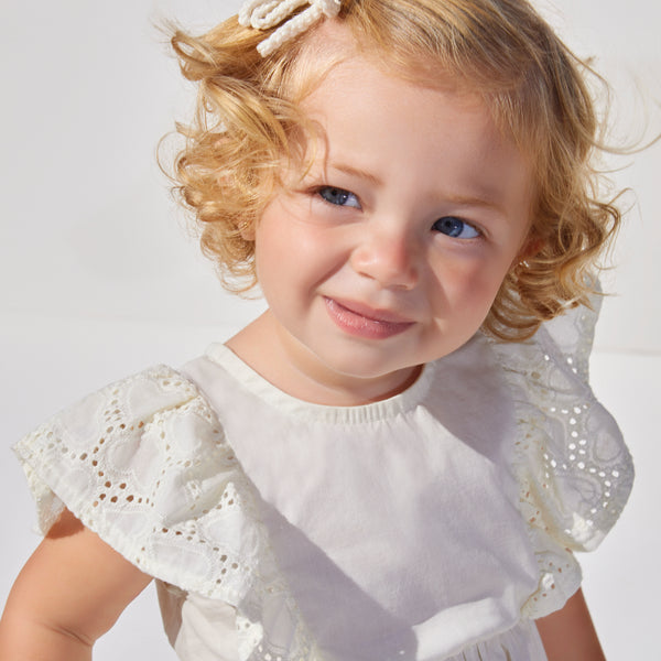 Off White Dress with Eyelet Details