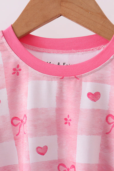 Heart Checkered Bamboo Pajama Set: 5T & 6Y