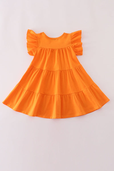 Orange Trick or Treat Sequin Tiered Ruffle Dress: 2T & 5T