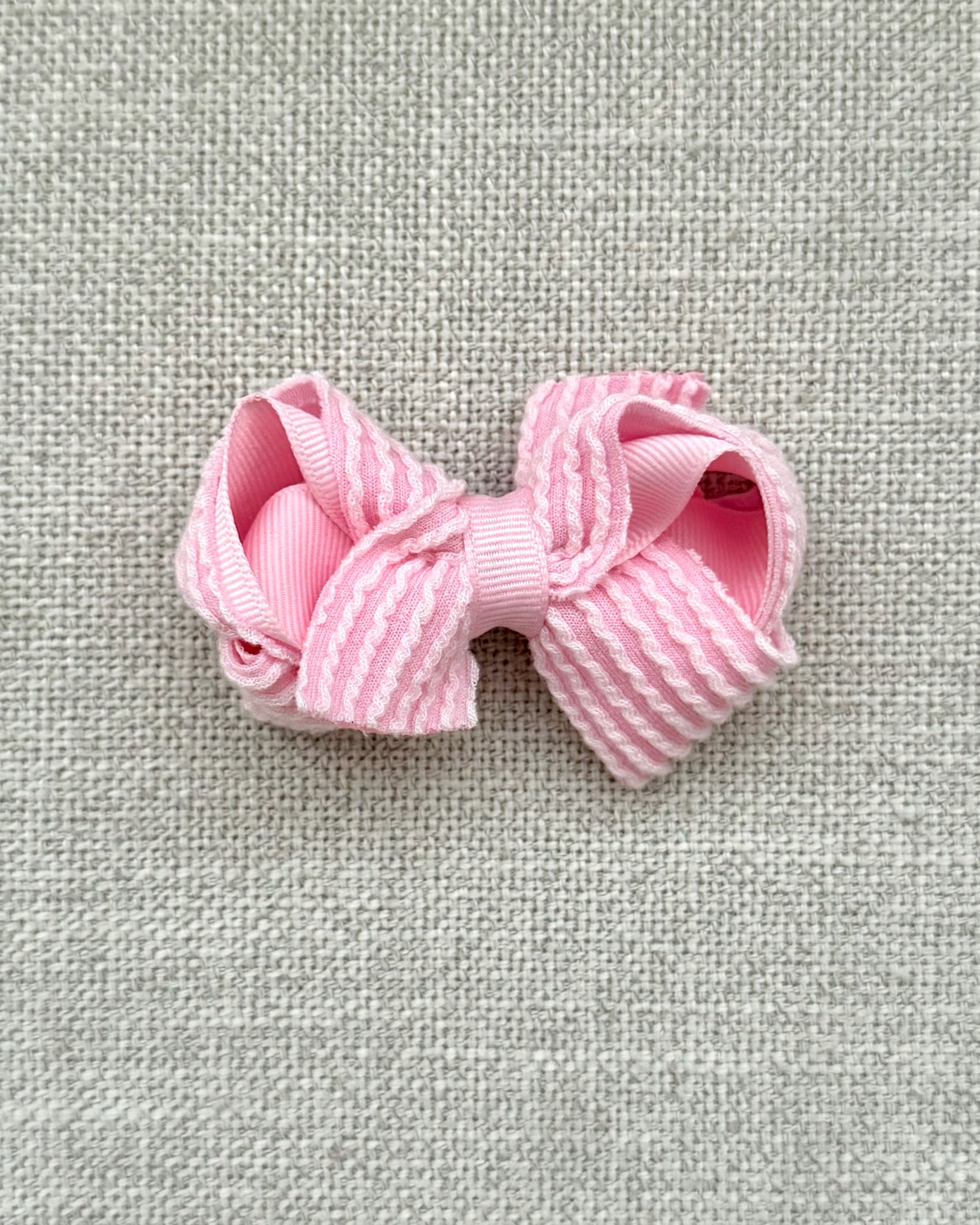 Light Pink Mini Textured Knit Hair Bow
