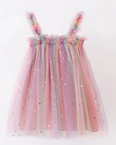 Moon & Stars Rainbow Tulle Dress