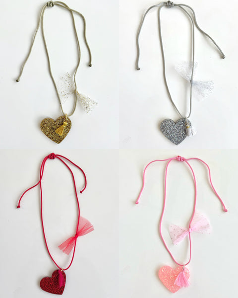 Glitter Heart Necklace (Variety of Colors)