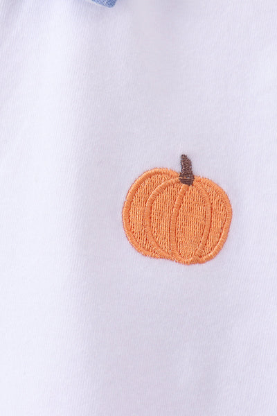 Gingham Pumpkin Embroidery Polo Set