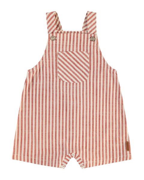 Red Yarn Dyed Woven Overall: 6-9m