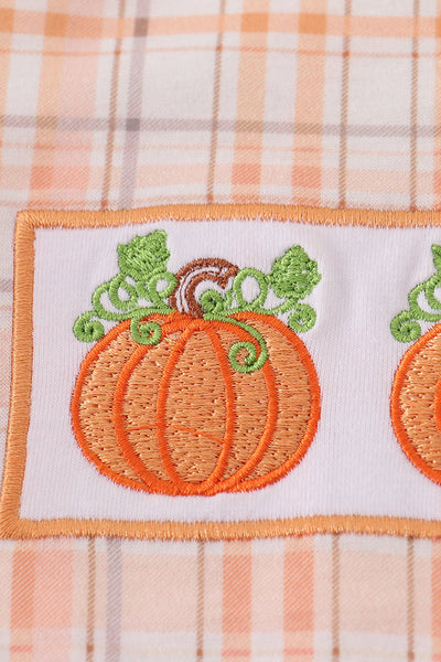 Pumpkin Plaid Embroidery T-Shirt