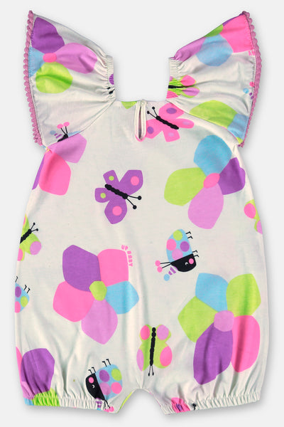 Flowers & Butterflies Jersey Baby Romper