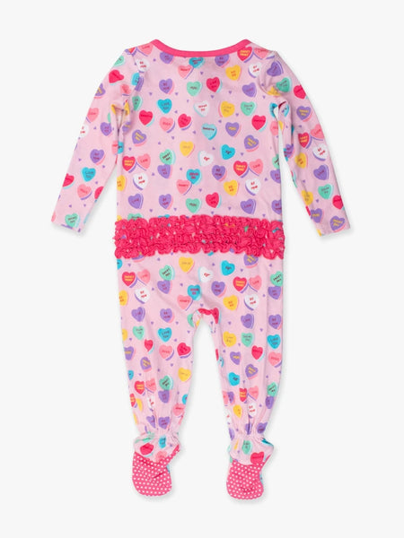 Candy Hearts Zipper Footie Pajamas