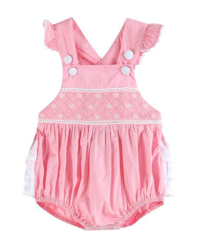 Flower Smocked Ruffle Romper