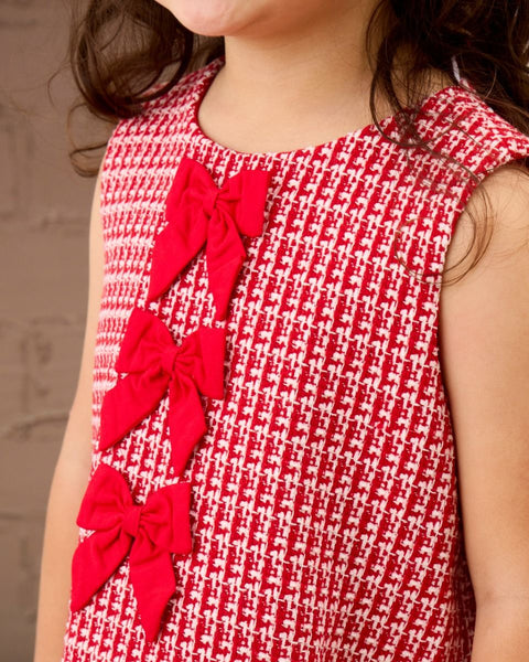 Charming Shimmer Tweed Bow Dress