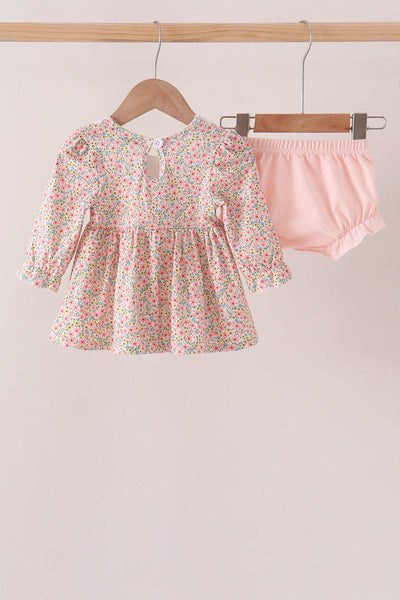 Floral Smocked Lace Bloomer Set