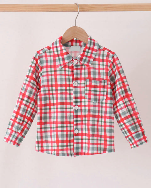 Red Plaid Button Down Shirt