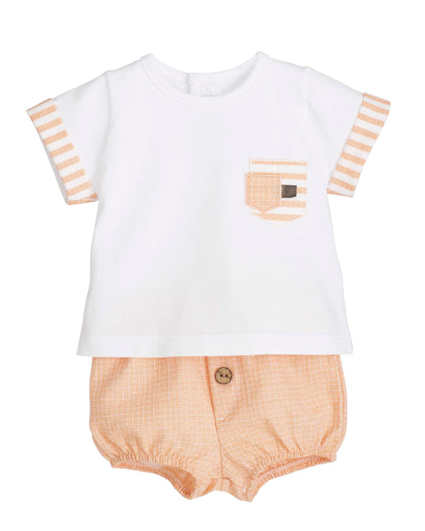 Peach Micro-Stripe Bloomer Set