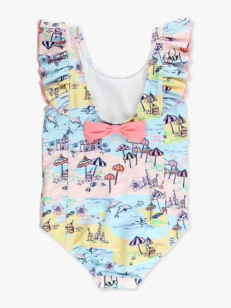 Beach Day Waterfall One Piece Swimsuit
