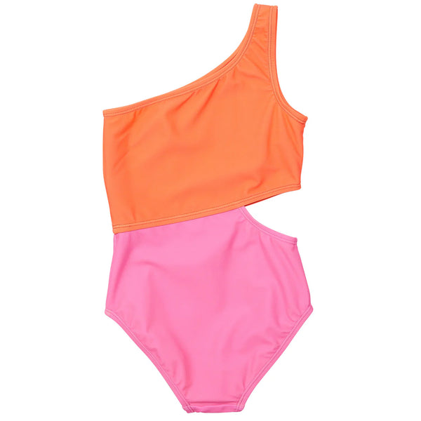 Colorblock One Shoulder Swimsuit