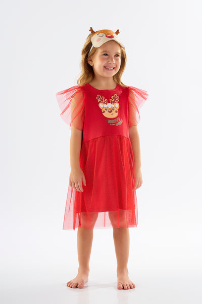 Chic Rudolph Night Dress with Sleep Mask