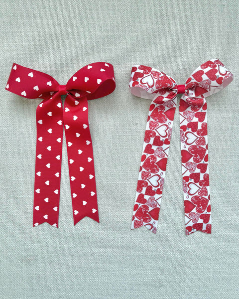 Valentine Hair Bowtie with Streamer Tails (Variety of Prints)