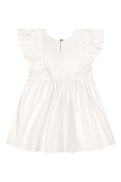 Off White Dress with Eyelet Details