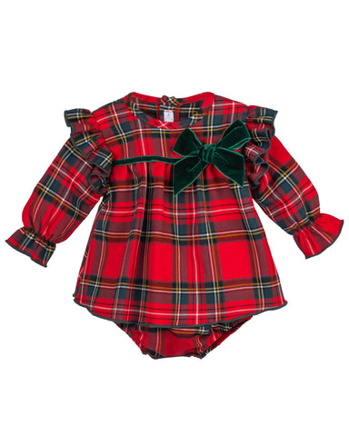 Red & Green Tartan Dress with Bloomer