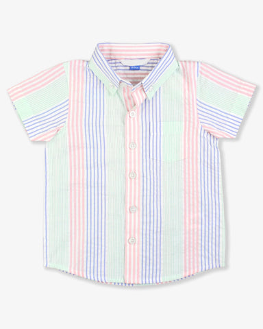 Colorful Seersucker Button - Down Shirt