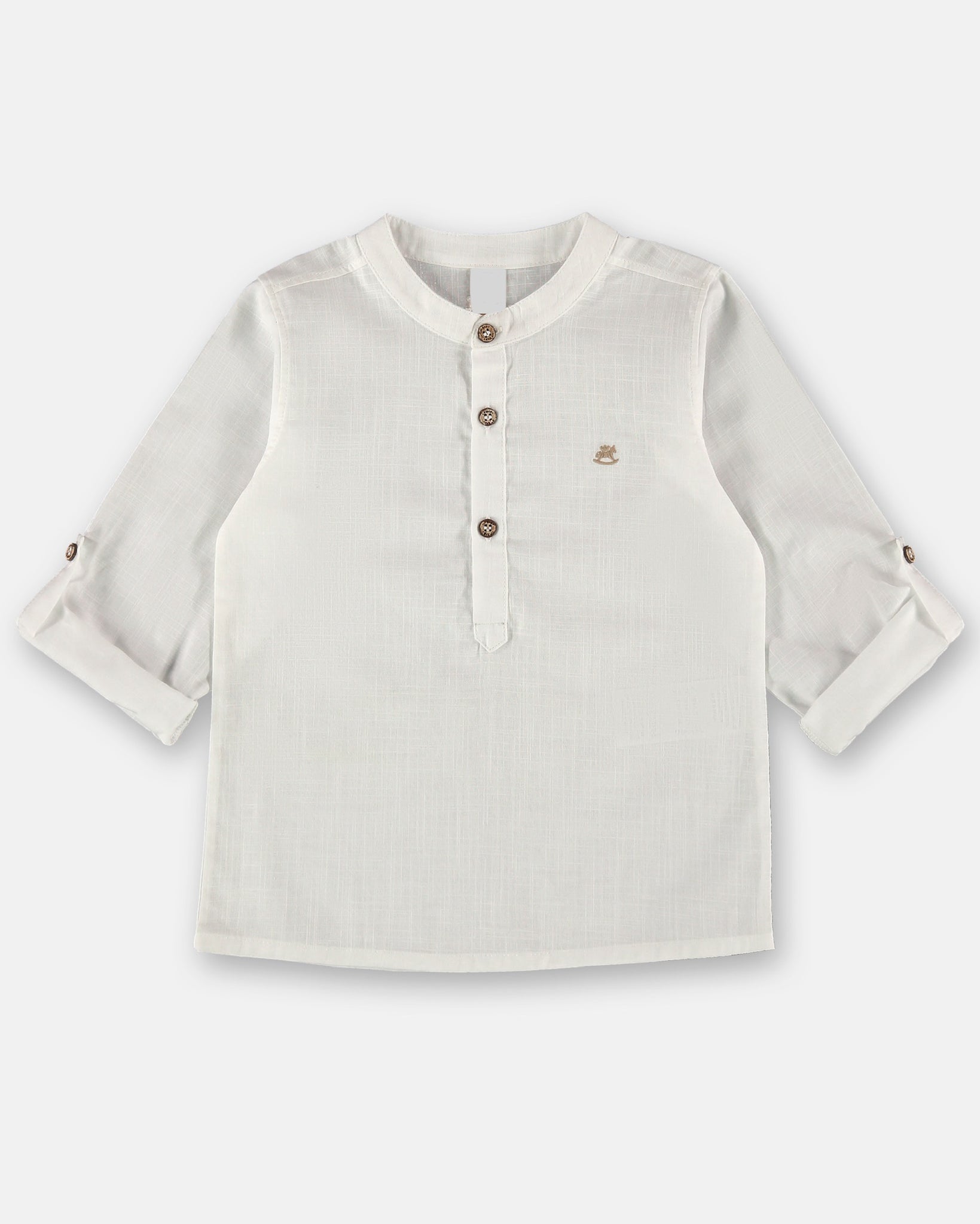 White Mandarin Woven Blouse