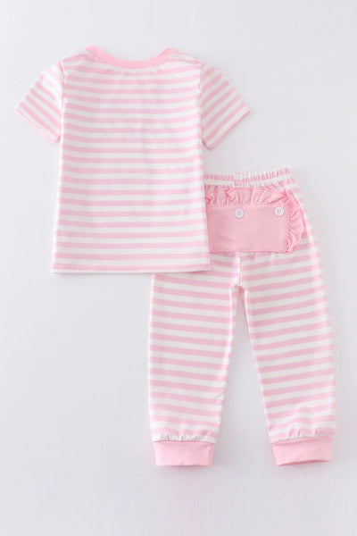 Pink Stripes Rabbit Pajama Set