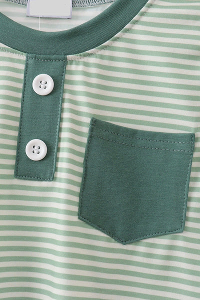 Green Stripe Pocket Top