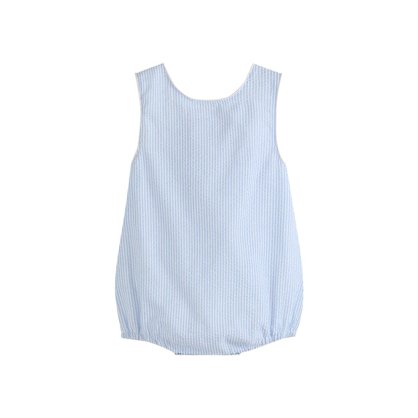 Blue Seersucker Airplane Bubble Romper