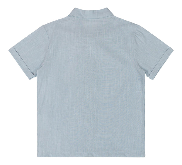 Blue Woven Button Down Shirt