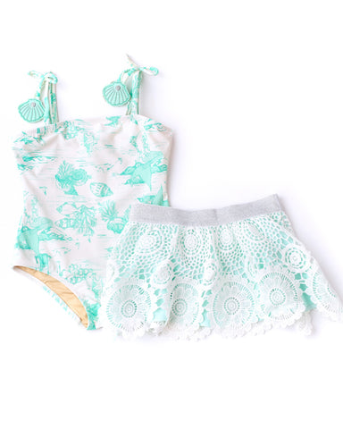 Mermaid Island One Piece Swimsuit & Skirt