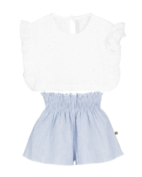 Menorca Broderie Blouse Short Set