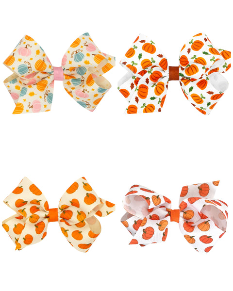 Pumpkin Hair Clip Bows (Variety of Prints & Size)