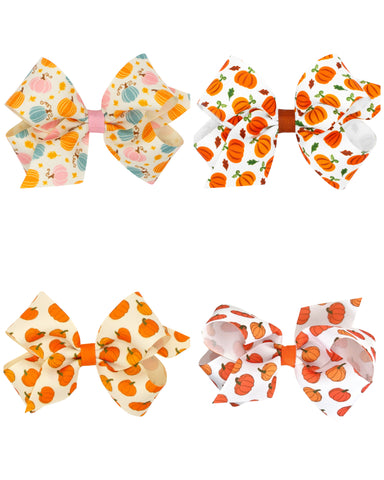 Pumpkin Hair Clip Bows (Variety of Prints & Size)